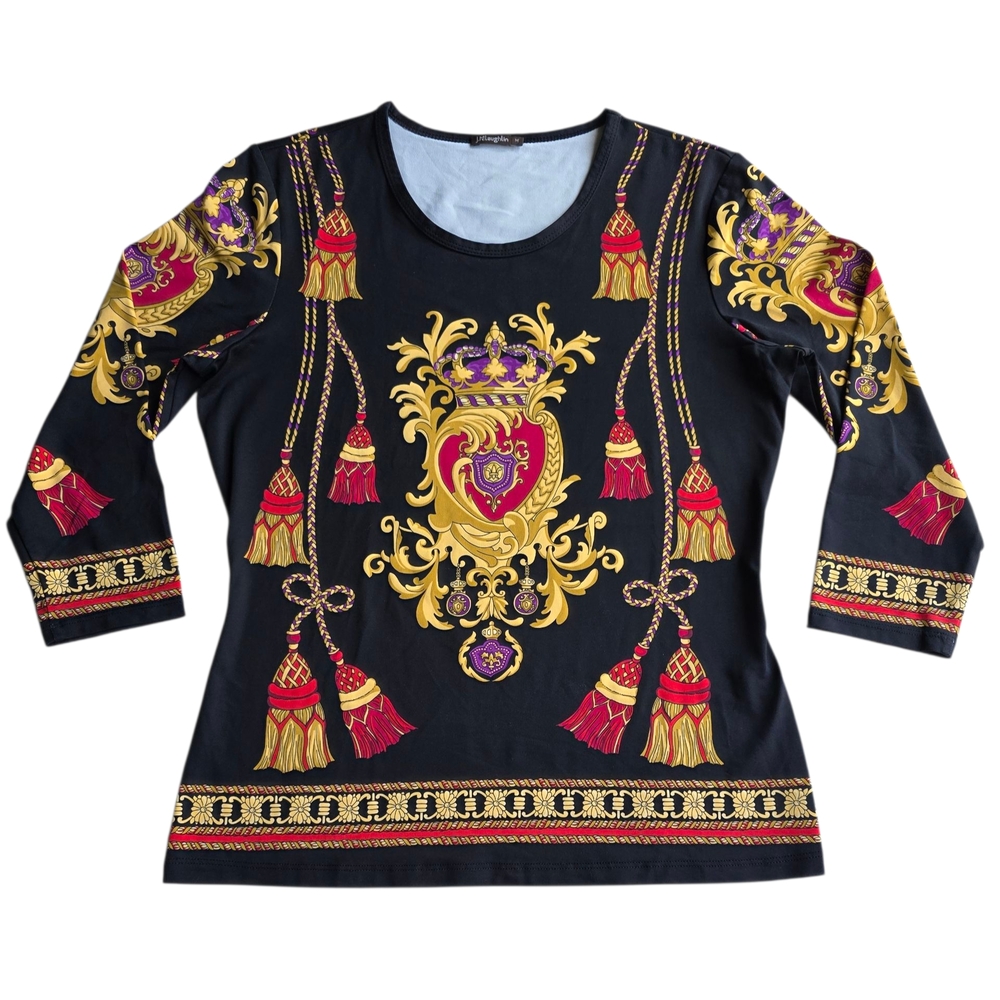 J. McLaughlin Tassel Print Top Three Quarter Sleeve